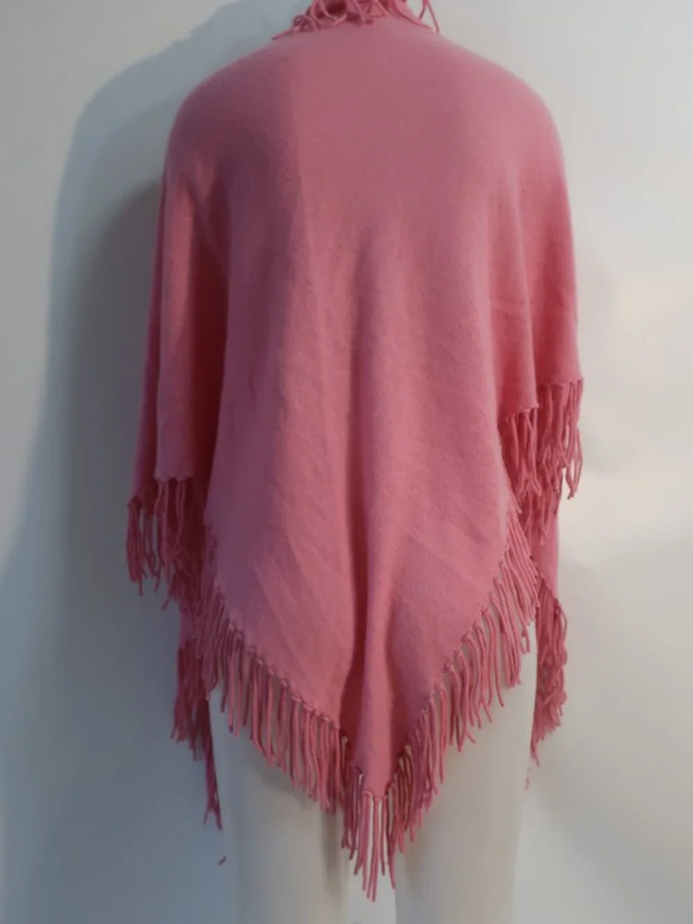 Womens Minnie Rose 100% Cashmere Pink Fringe Shawl